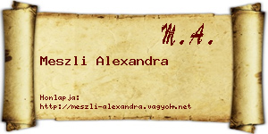 Meszli Alexandra névjegykártya